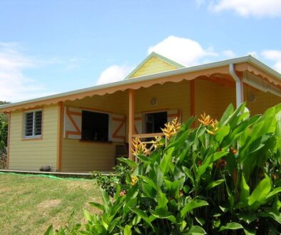 Villa créole colorée dans un écrin de verdure